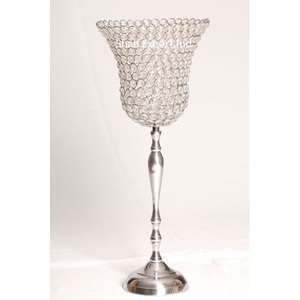 Bougeoir Hurricanes en cristal plaqué argent pour la maison et la décoration de table de mariage Centres de table Bougeoir en métal cristal - Product Image 4