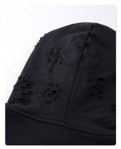 2024 automne et hiver nouveau 450g trou coupé Double extrémité fermeture éclair sweat à capuche ample décontracté à la mode à capuche - Product Image 6