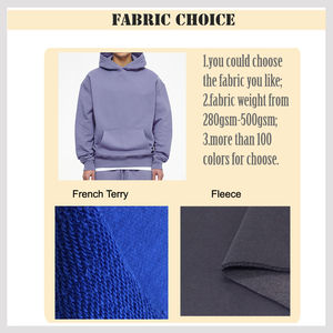 Sweat à capuche court unisexe en molleton 100 % coton épais, personnalisable avec logo, haute qualité, coupe oversize, streetwear d'hiver respirant et brodé - Product Image 3