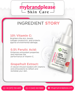 Suero Facial Antioxidante para el Cuidado de la Piel con 10% de Vitamina C y 0.5% de Ácido Ferúlico para Aclarar la Piel - Product Image 4