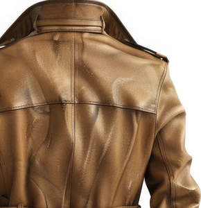 Distressed Brown Genuine Sheepskin Leather Pea <b>Coat</b> Men Double Breasted Lapel Collar Warm Office Custom Design Haus Industries - Product Image 3