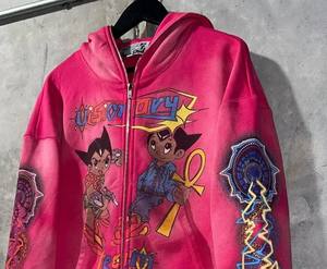 Sweat à capuche personnalisé à fermeture éclair, poids lourd 500 g/m² en éponge française Stone Wash Boxy Sweat à capuche zippé à épaules tombantes Veste vintage à fermeture éclair imprimée - Product Image 6