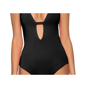 Costume da bagno intero nero con scollo profondo da donna Becca, taglia XL, per gare di nuoto - Product Image 6