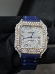 นาฬิกาเพชรโมอิสซาไนต์คุณภาพพรีเมียมแบบยูนิเซ็กซ์ ตัวเรือนสแตนเลสสตีลเคลือบทองคำขาว หน้าปัดตัวเลขอารบิก ระบบกลไกอัตโนมัติ - Product Image 2