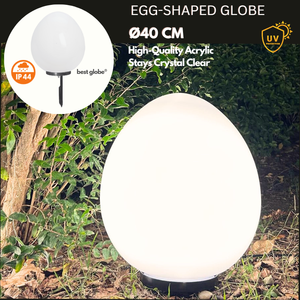 40cm trứng hình Opal Acrylic ngoài trời toàn cầu ánh sáng với E27 ổ cắm và thép mặt đất tăng đột biến cho vườn và cảnh quan chiếu sáng - Product Image 1