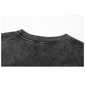 เสื้อยืดผ้าฝ้ายฟอกสีกรดสำหรับผู้หญิงเสื้อแนวสตรีทวินเทจแบบลำลองแขนสั้นผ้าปะติด - Product Image 4