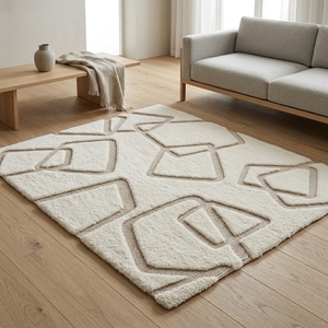 Modern Geometric 3D Stereo Area Rug Soft Floor <b>Mat</b> Neutral Pattern for Living Room Bedroom Bathroom - Product Image 3