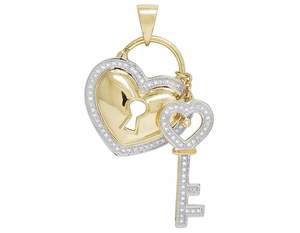 Coeur serrure clé conception nouveauté élégant bijoux 925 argent rond coupe Moissanite diamant pendentif pour la fête de mariage porter - Product Image 1