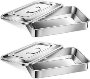 ถาดผ่าตัดทางการแพทย์2ชิ้นถาดสเตนเลส201กล่องโลหะฆ่าเชื้อ - Product Image 1
