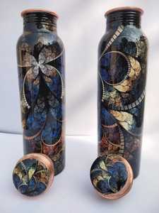 100% Copper Printed Design Water Bottle with Leak-Proof Advance Lid Unique Eco-Friendly <b>Disposable</b> Outdoor Yoga <b>Drinkware</b> - Product Image 2