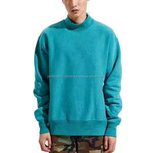 Sudaderas de cuello simulado de Terry francés para hombre en blanco de alta calidad, sudaderas con capucha de gran tamaño con logotipo personalizado - Product Image 1