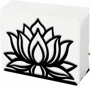 Dispensador y Porta Servilletas Metálico de Diseño Clásico con Forma de Loto, Color Negro, con Cajas Elegantes para Mesa de Cocina y Uso Doméstico - Product Image 1