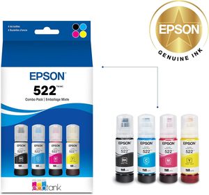 Epson 522 EcoTank Bouteille d'encre ultra-haute capacité noir et couleur Combo Pack (T522120-BCS) Fonctionne avec le ET-2720 EcoTank, ET-2800 - Product Image 3