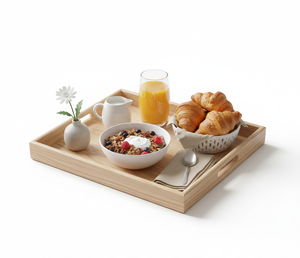 Bandeja de Servir de Madera Maciza Hecha a Mano de Primera Calidad, Bandeja de Madera Natural para Desayuno y Aperitivos para Cocina, Comedor, Hotel y Uso Doméstico - Product Image 4