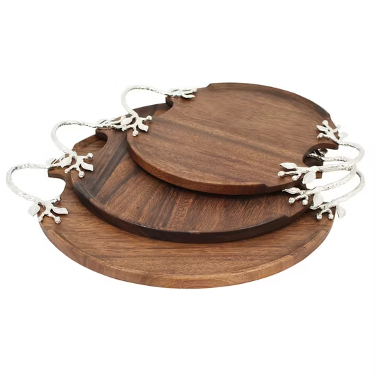 Modern Luxury Jewelry Organizer Tray Highest Quality Wood Lacquer Finish Leaf Design Handle Reusable for Food Stylish for Desks