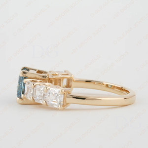 3,00 TCW Blue Princess Cut Lab Grown Diamond Anillo de novia Regalo DE BODA Oro blanco Anillo de promesa de diamante sin conflictos para fiestas - Product Image 3