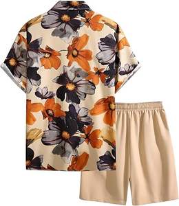 ชุดลำลองผู้ชายคุณภาพสูง แบบสองชิ้น พิมพ์ลายตามสั่ง เสื้อแขนสั้นสำหรับฤดูร้อน ชุดกีฬา พร้อมกางเกงขาสั้น ผลิตด้วยวิธีการถักทอ - Product Image 2