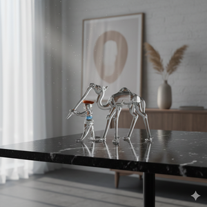 Tiny Glass World - Figura de Camello en Cúpula de Cristal Soplado a Mano, Escultura de Animal Transparente, Decoración Artística Hecha a Mano, Rajasthan - Product Image 4