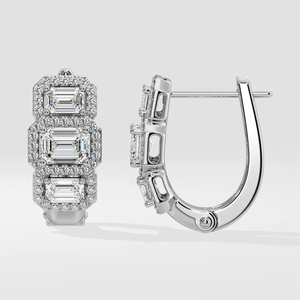 Boucles d'oreilles créoles en diamant de culture, or jaune 14 carats, taille émeraude, couleur E, clarté VVS, certifiées, tendance, pour fête, vente en gros, cadeau - Product Image 2