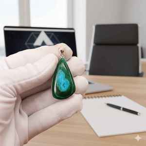 Pendentif en argent fait main, pierre précieuse naturelle malachite verte, cabochon de forme mixte, bijoux fantaisie, cadeau pour femme, pierres précieuses en vrac - Product Image 2