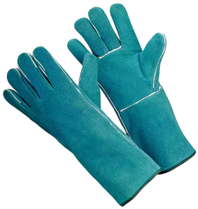 Guantes de soldadura de cuero dividido de vaca gruesa de alta calidad, guantes de seguridad para barbacoa resistentes al calor, excelente protección de cuero para manos y brazos - Product Image 1
