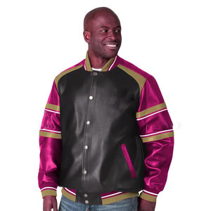 Veste en molleton de coton avec logo personnalisé pour hommes, avec corps en laine et manches en cuir, veste d'hiver de haute qualité pour étudiants du collège - Product Image 4