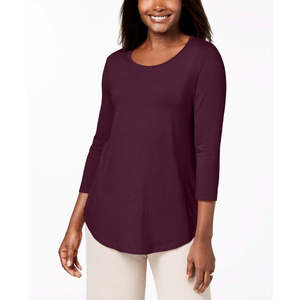 เสื้อสตรีคอกลมขนาดเล็กของเจเอ็ม คอลเลคชั่นสีไวน์ - Product Image 1