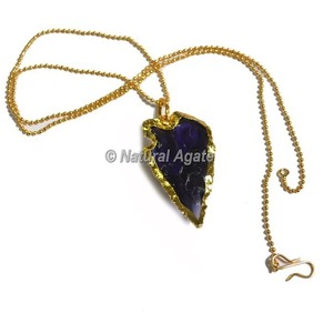 Fournisseur de collier de pointe de flèche électrolytique à bord dentelé en verre bleu en ligne - Product Image 5