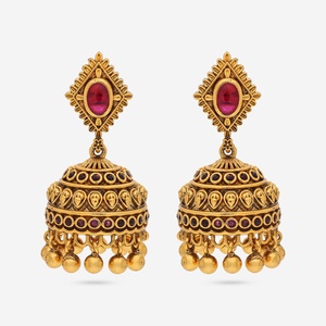 Pendientes de Campana de Latón Vintage con Perla para Bodas y Fiestas - Product Image 1
