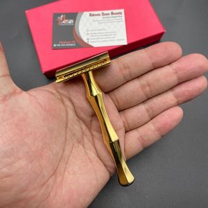 มีดโกนหนวดแบบเปียกสำหรับผู้ชายมีดโกนหนวดแบบเปียกเคลือบทองใบมีดสเตนเลสสามชิ้นเปลี่ยนโลโก้ได้ตามต้องการ - Product Image 2