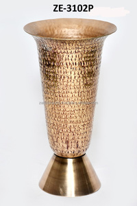 Tall Geometric <b>Gold</b> Metal <b>Vase</b> for Modern Hotel Lobby and Banquet Styling Copper Finished Leaf Arrangement Decor flower <b>vase</b> - Product Image 3