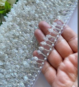 1 Ya Rd White Indian Acrylic Faceted Crystal <b>Beaded</b> Tassel Fringe Lace Trim5yards/lot Bead Tassel Tassels Trim Lace Fringe - Product Image 1