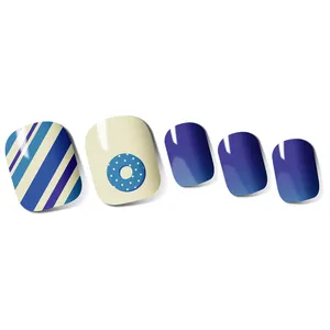 Becky Star New Korean Halb gehärtete Gel nagel marke Beach Chair Streifen Donut Nail Art Pedi Modell bild für Werbe unterstützung