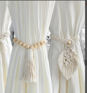 Curtain <b>Tiebacks</b> Boho Fringe Macrame Curtains Accessories Chic Farmhouse-style Handmade - Product Image 1