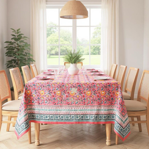 Nappe imprimée de bloc de main indien, nappes imprimées de bloc bleu, nappe de toile bleue de rectangle de longueur de plancher, couverture bleue - Product Image 1