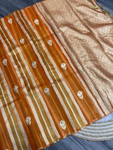 Heavy Glossy Heavy Banarasi <b>Tissue</b> Silk Ethnic Saree with Exclusive Blouse Party <b>Wedding</b> Festival wear Elegant Style Women wear - Product Image 3