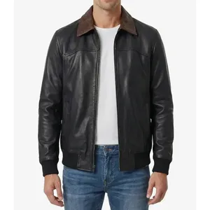 Stylish <b>Leather</b> Bomber <b>Jacket</b> - Product Image 1