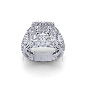 Anillo de Diamantes de Lujo para Hombre en Plata de Ley 925, Diseño Único, Totalmente Cubierto de Diamantes con Claridad VVS, Engaste Pavé Dorado, Estilo Hip-Hop, para Fiestas y Bodas - Product Image 1