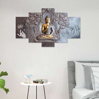 Art mural bouddha en MDF peint à la main de haute qualité pour la salle de méditation et le salon pour le prix de vente à l'exportation