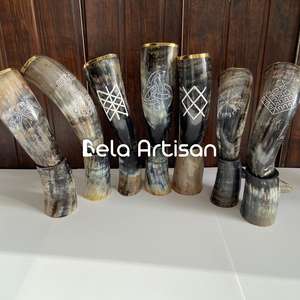 Tazas de Cuerno Estilo Vikingo Rústicas Hechas a Mano, Artesanías Naturales para Coleccionistas, Eventos, Grabado Personalizado, Artículos de Bebida Históricos al por Mayor - Product Image 4