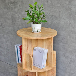 Estantería Móvil Compacta de 2 Niveles, Redonda, de Madera, KS68198, Organizador para Sala de Estar y Cocina, Fácil de Montar, Material Plástico y Metálico - Product Image 4
