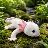 Boneka Axolotl Super Lembut Bahan Katun Simulasi, Mainan Hewan Salamander Meksiko Kartun, Boneka Ikan Pink Lucu Kawaii
