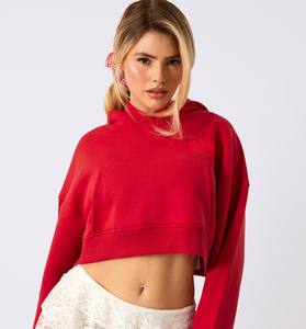 เสื้อสเวตเตอร์มีฮู้ดคอปกตั้งระบายอากาศลำลองของผู้หญิงสีพื้นสไตล์เกาหลีแบบสั้นมีฮู้ดลายวงกลมฤดูใบไม้ผลิฤดูใบไม้ร่วง - Product Image 1