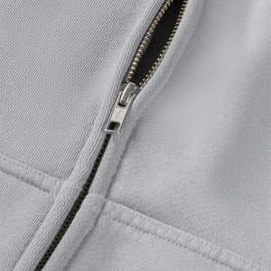 Sweat à capuche unisexe à fermeture éclair en molleton français, coupe régulière, 100% coton, fermeture éclair, logo personnalisé brodé, coupe-vent, respirant, écologique - Product Image 4