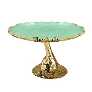 Soporte de aluminio para pasteles Soporte para servir pasteles de color verde y dorado con soporte de chocolate de la mejor calidad - Product Image 1