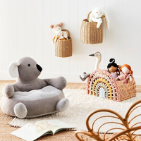 Ensemble de paniers de rangement pour enfants en rotin tissé à la main avec un design arc-en-ciel, organisateur de jouets décoratif et fonctionnel pour la salle de jeux