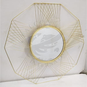 Marco de hierro moderno Espejo de pared redondo Diseño contemporáneo de lujo Patrón geométrico decorativo Durable Alta calidad - Product Image 5
