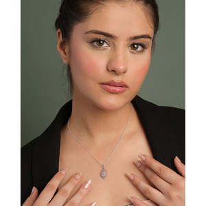 NOVAMART Fine Silver Diu Trendy Pendant Pink <b>Chain</b> Gold Stainless Steel Brass <b>Copper</b> Alloy Zircon Featuring Plant Number Shape C - Product Image 3