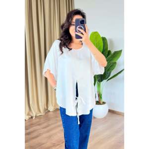 Blusa Blanca con Lazos Cruzados al Por Mayor - Blanca - Product Image 3