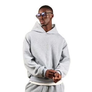 Heather Grey Heavyweight <b>Hoodies</b> <b>Men</b> 450GSM Thick <b>Fleece</b> Pullover Warm Winter Streetwear Outerwear Custom Logo Wholesale - Product Image 1